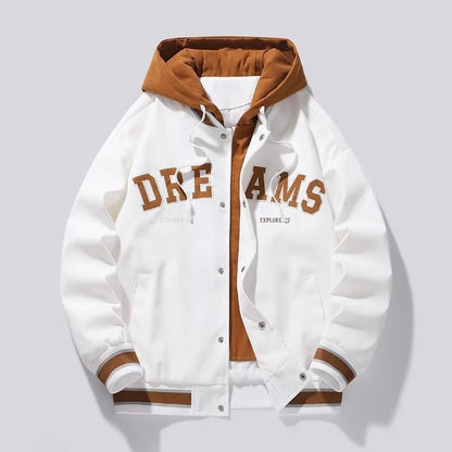 Etched Hooded Varsity Style Jacket for Men | Beckford