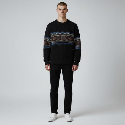 Onyx Nordic Pattern Crew Neck Sweater for Men | Soren