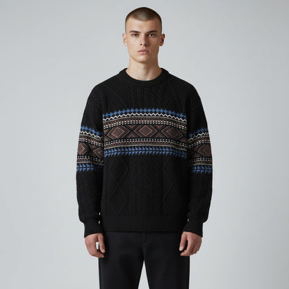 Onyx Nordic Pattern Crew Neck Sweater for Men | Soren