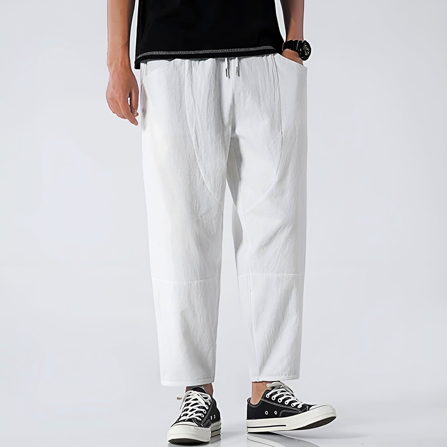 Houndstooth Cropped Drawstring Trousers for Men | Ardent