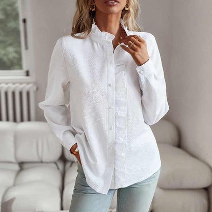 Lively Ruffle Detail Long Sleeve Blouse For Women | Celestine