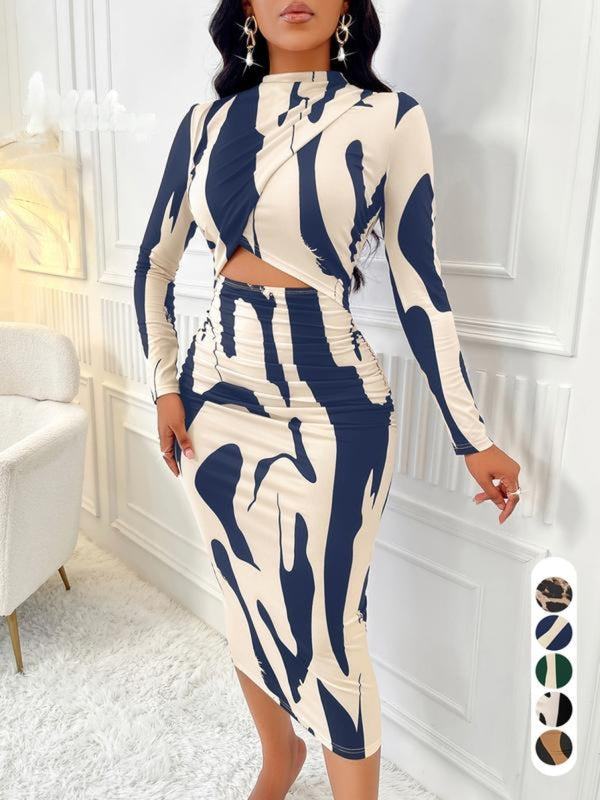 Understated Colorblock Print Cut Out Bodycon Dress For Women | Zephyra