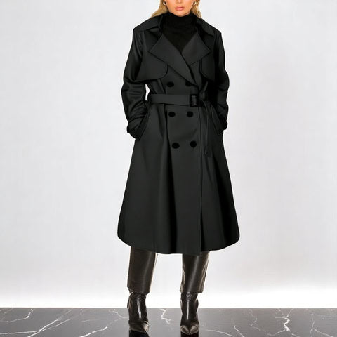 Printed Belted Double Breasted Trench Coat for Women | Elara