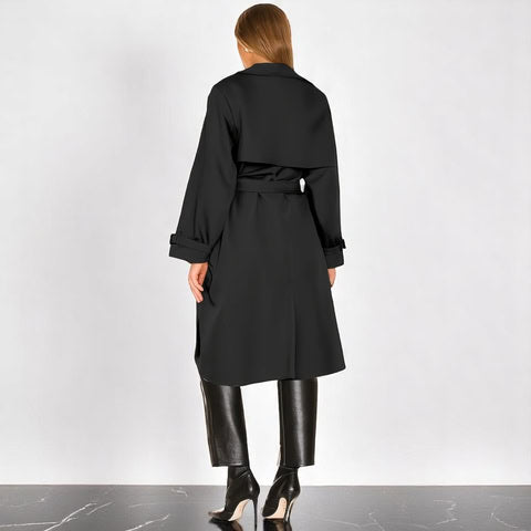 Printed Belted Double Breasted Trench Coat for Women | Elara
